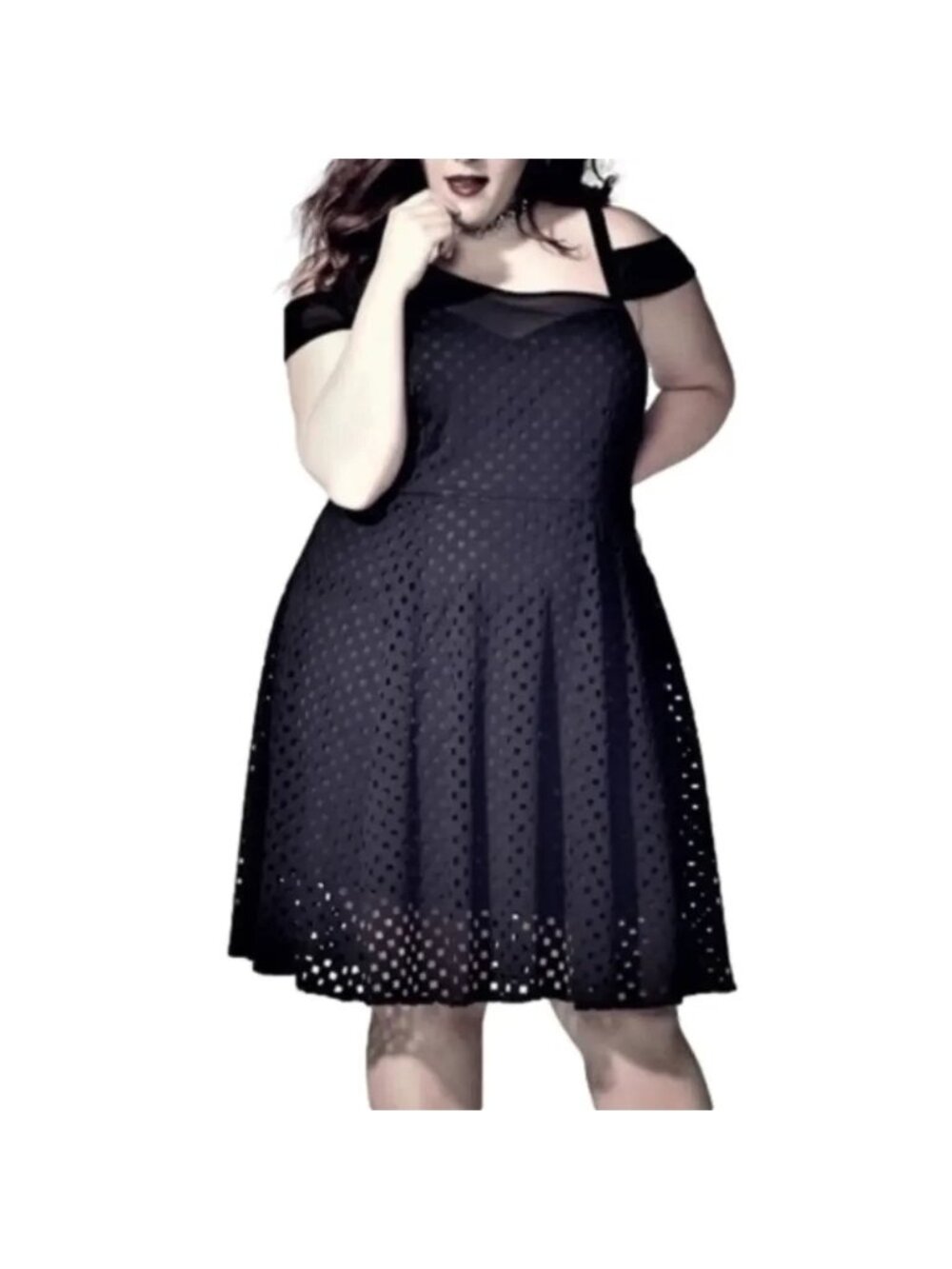 MBLM by Tess Holliday Black Cold Shoulder Fit & Flare Dress - Size 22